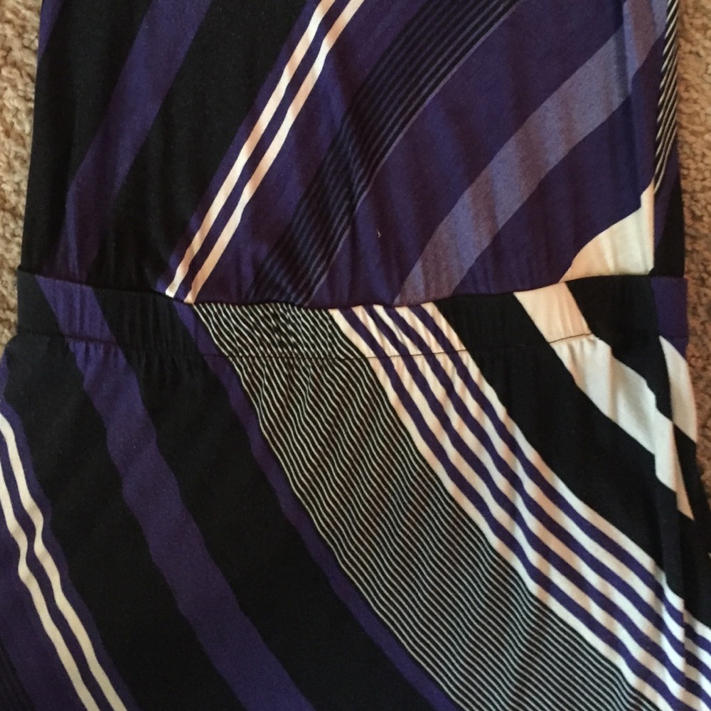 Lush Purple and Black Stripes and Bow Dress L - Picture 3 of 4